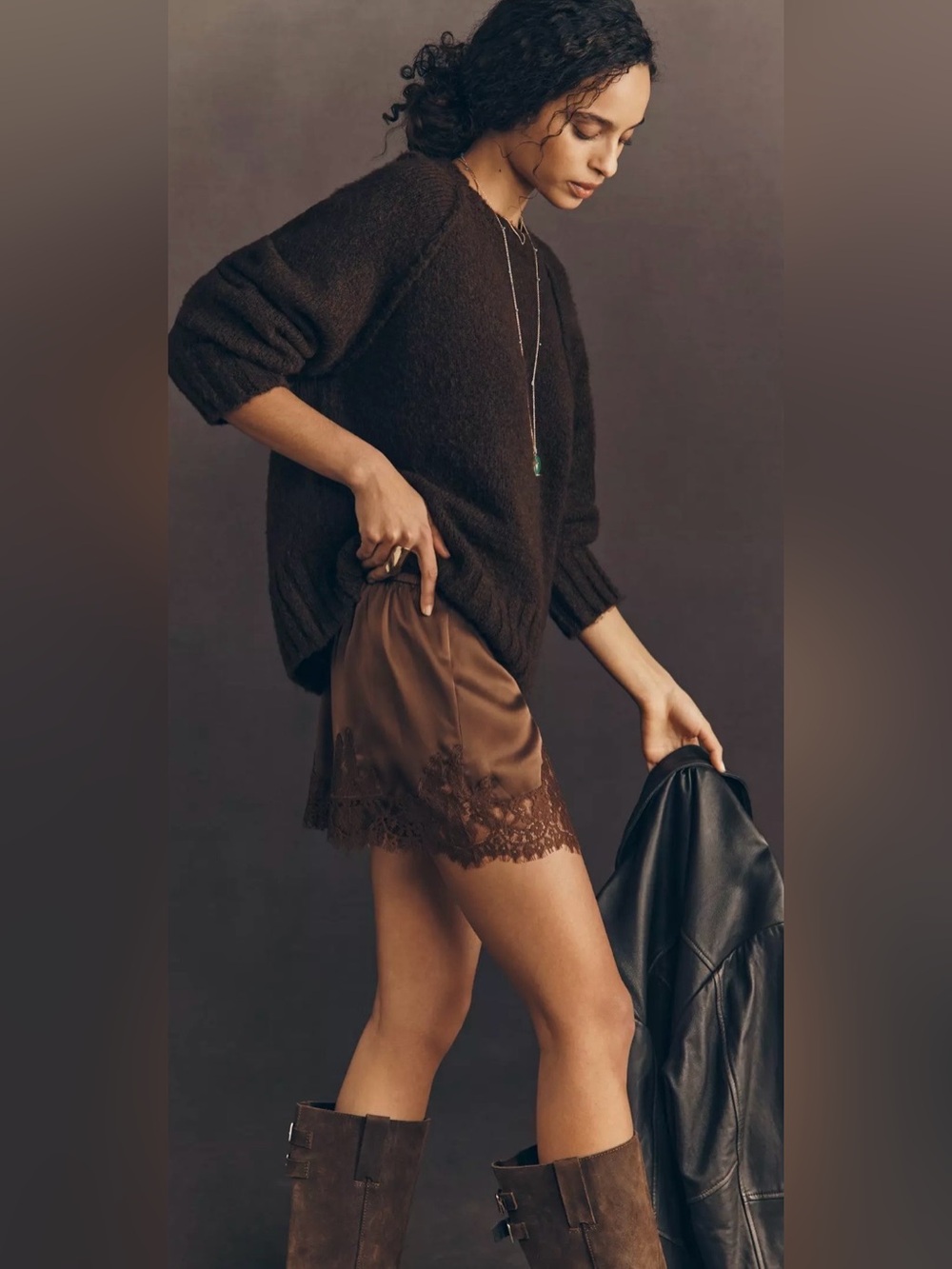 BNWT reformation $218 fern satin shorts. Brown